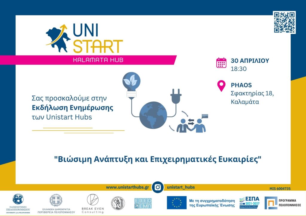 «Βιώσιμη Ανάπτυξη και Επιχειρηματικές Ευκαιρίες» | Τετάρτη 30 Απριλίου 2025 | Ώρα 18.30 | Phaos